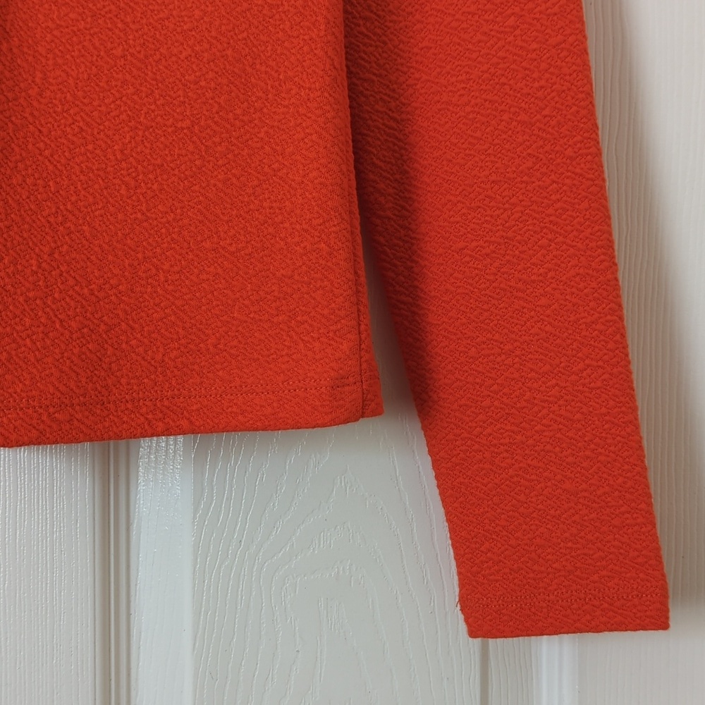 Maeve by Anthropologie Textured Ruched Bust Long Sleeve Cropped Blouse Orange S - Picture 6 of 9
